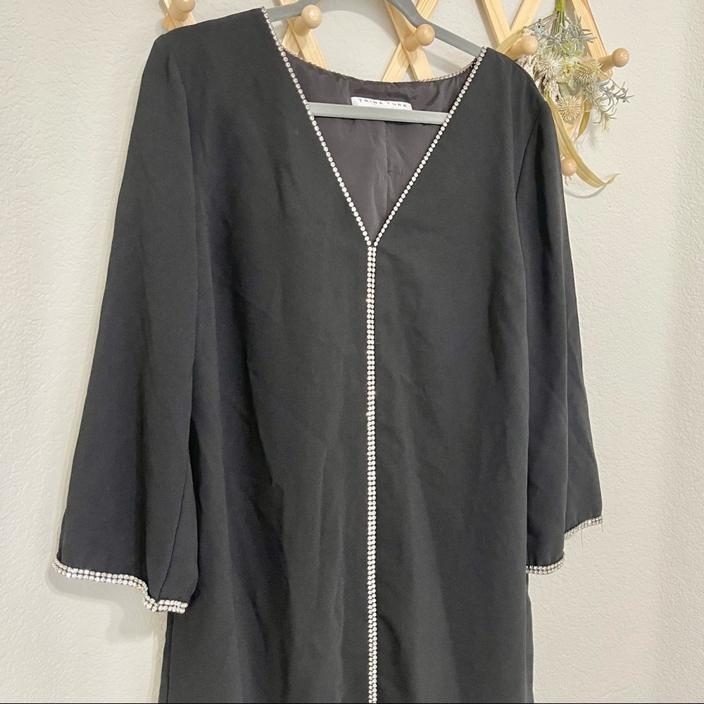 Trina Turk Black Mini Dress with Silver Accents - Picture 3 of 10